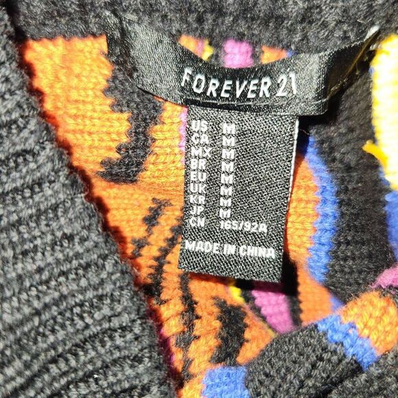 Forever 21 Womens Size Medium Retro Multi Colored Crew Neck Long Sleeve Sweater - Picture 2 of 8